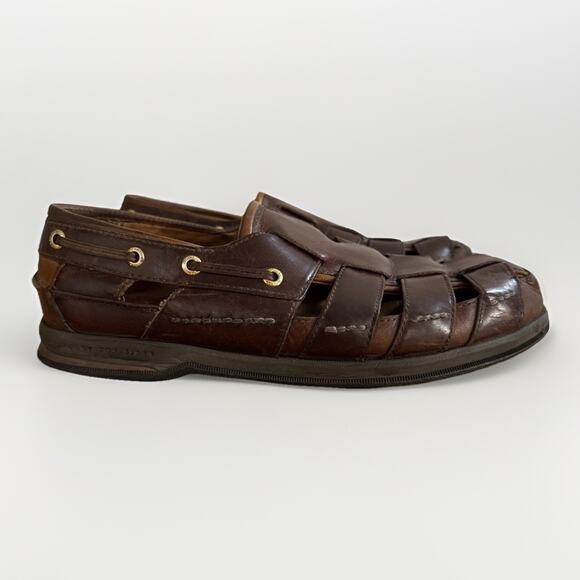 Sperry Fisherman Sandals US 8.5 M Brown Leather Gold Cup Top-Sider Mens - Picture 1 of 7